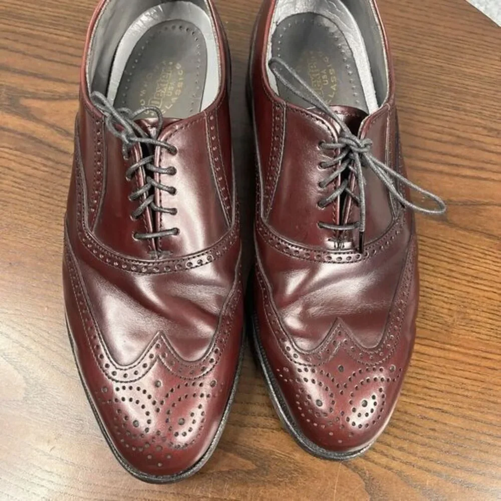 Dexter Oxford Shoes Mens Size 8.5 Red Leather Wingtip Brogue Made in USA Lace Up